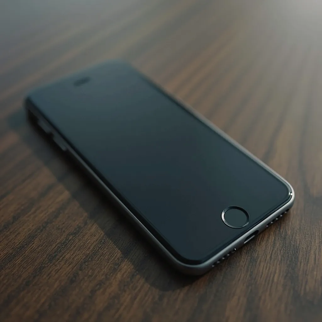 Vypnutý mobilní telefon na stole